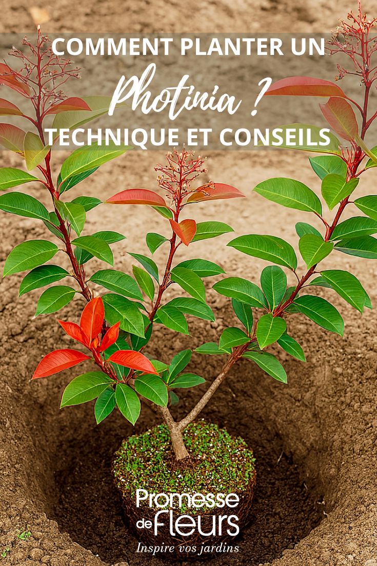 a Photinia 'Red Robin' being planted. Image enhanced by AI