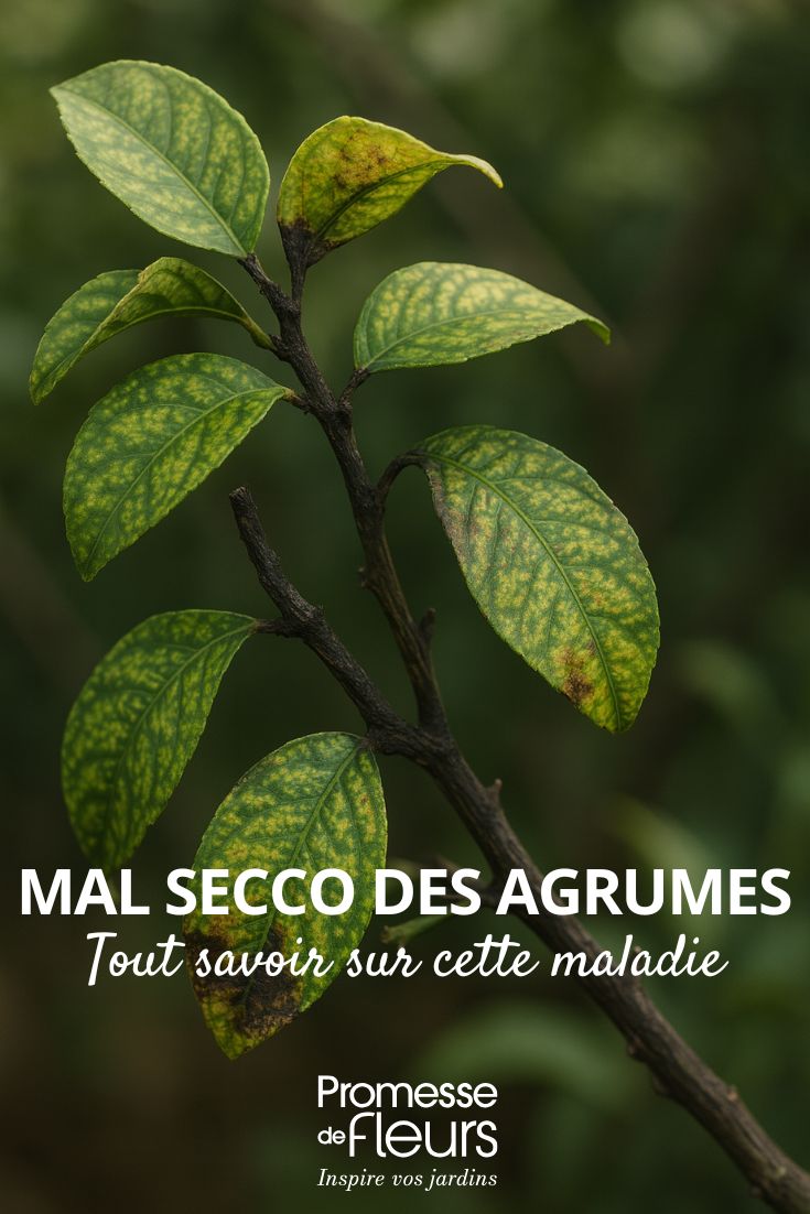 Mal secco des citrus trees tout savoir sur this disease AI-generated image representing leaves of a lemon tree affected by mal secco (leaf mottling and stem drying).