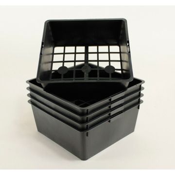 Black tray for 4 pots 7 x 7 x 6.4cm (3in) - sold in packs of 5.