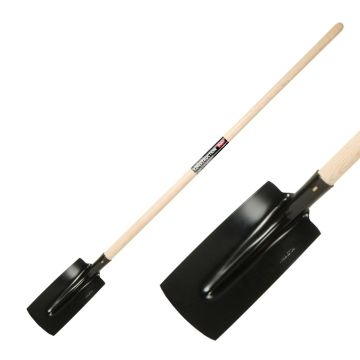 Narrow professional shovel called a Cable Laying Shovel in lacquered steel by Polet.