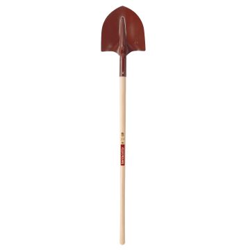 Terracotta shovel with a wooden handle, Leborgne brand.