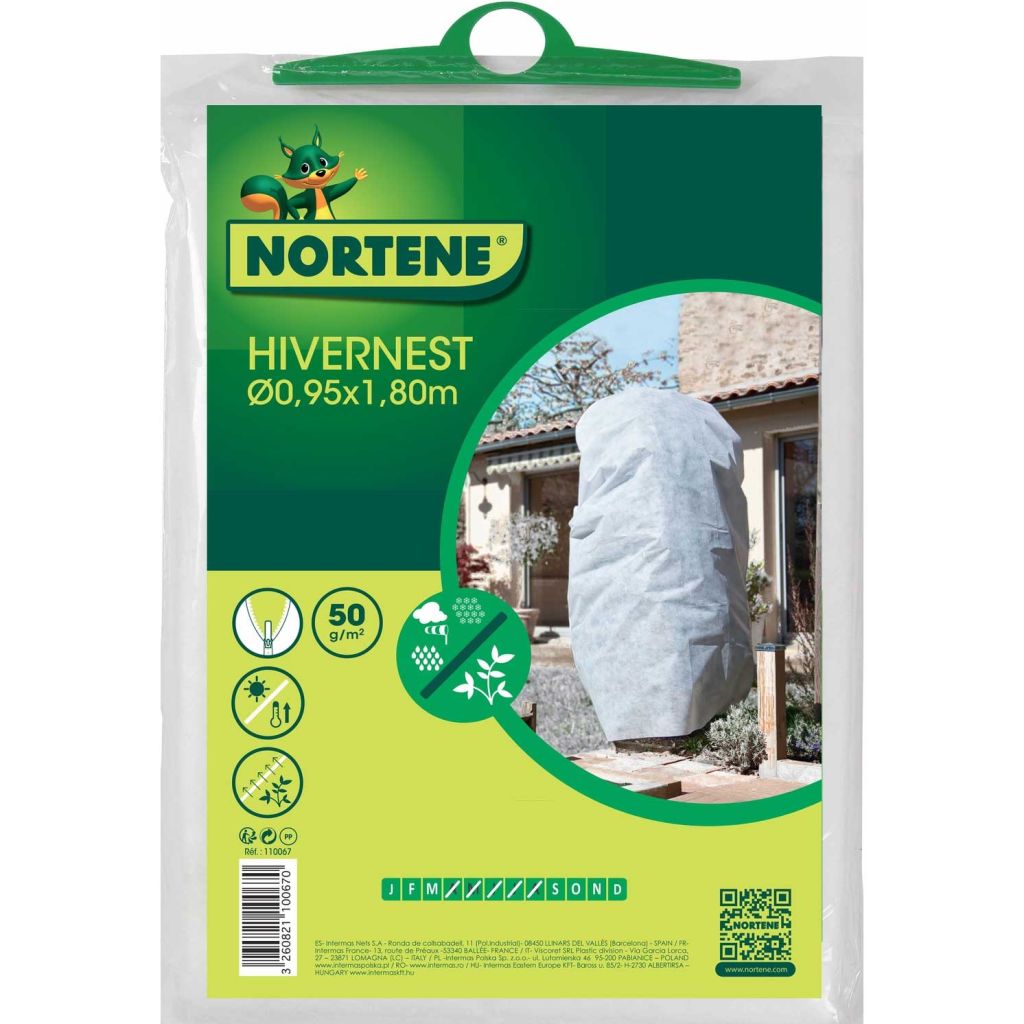 HIVERNEST winter cover with white zip 50g/m² Ø 0.90 m x 1.50 m x 1.80 m