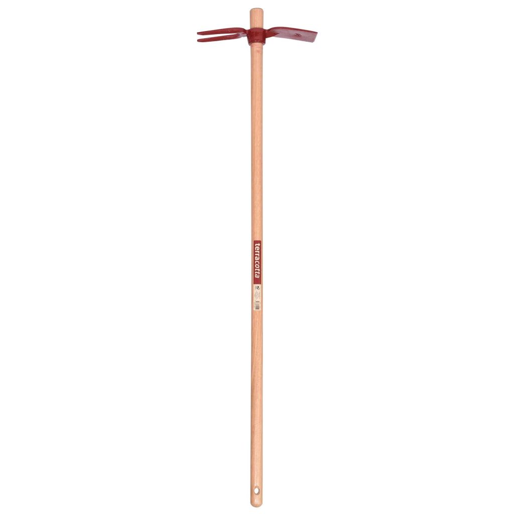 Terracotta wood handled hoe and fork 26cm (10in) by Leborgne