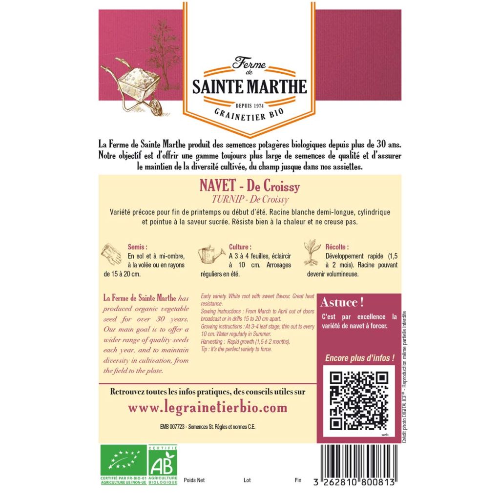Navet de Croissy Bio - Ferme de Sainte Marthe