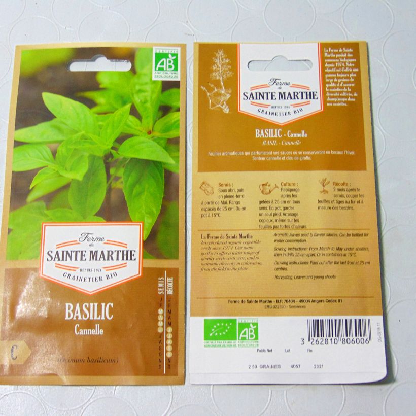 Example of Cinnamon Basil - Ferme de Sainte Marthe seeds specimen as delivered