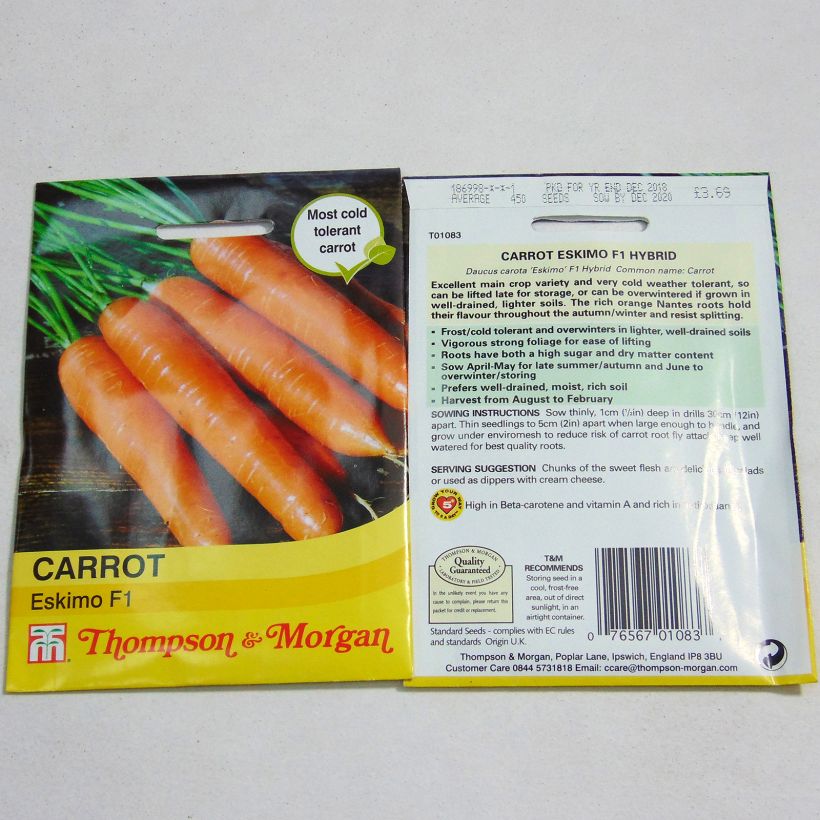Example of Carrot Eskimo F1 - Daucus carota specimen as delivered