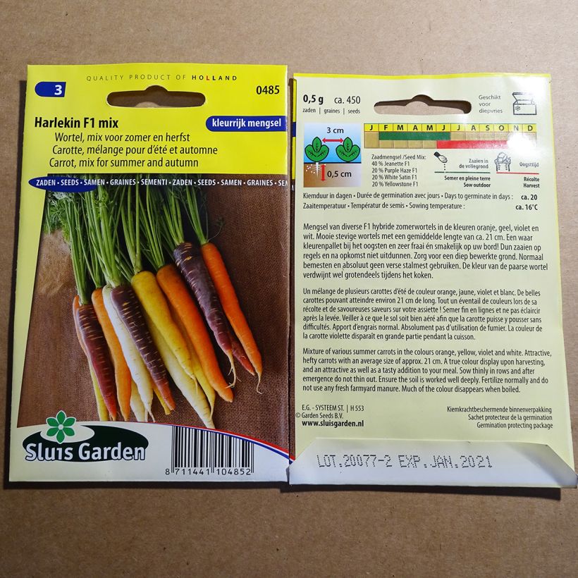 Example of Carrot Harlekin mix specimen as delivered