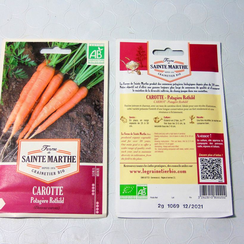 Example of Carrot Rothild - Ferme de Sainte Marthe Seeds specimen as delivered