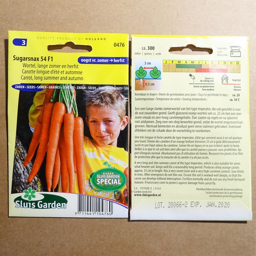 Example of Carrot Sugarsnax 54 F1 specimen as delivered