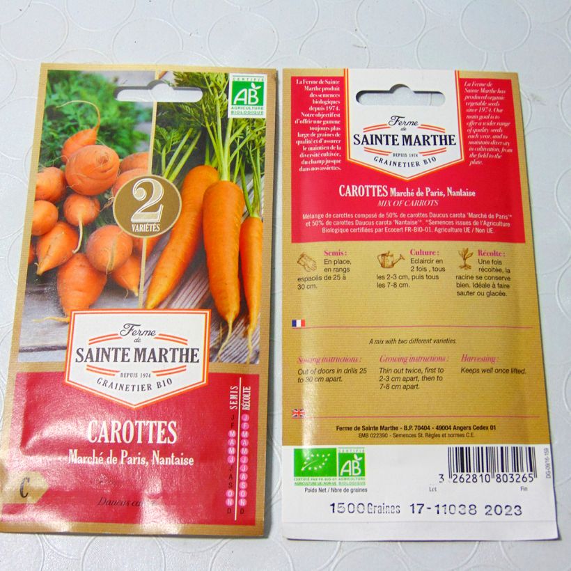 Example of French Heirloom Carrot Mix - Ferme de Sainte Marthe seeds specimen as delivered