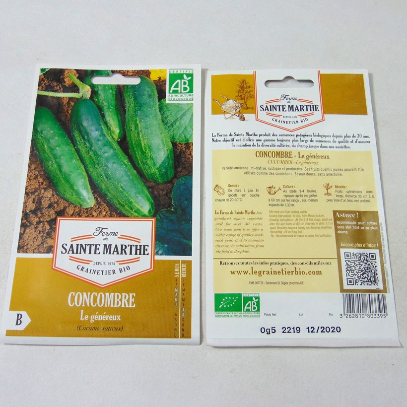 Example of Cucumber Le Généreux - Ferme de Sainte Marthe seeds specimen as delivered