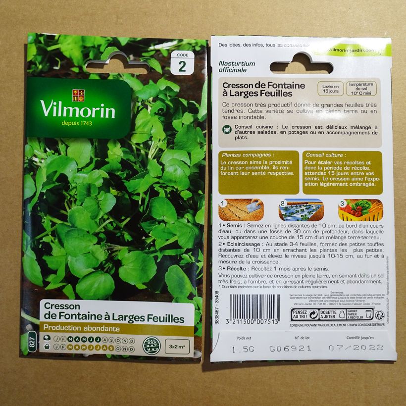 Example of Broad Leaf Watercress - Vilmorin Seeds specimen as delivered