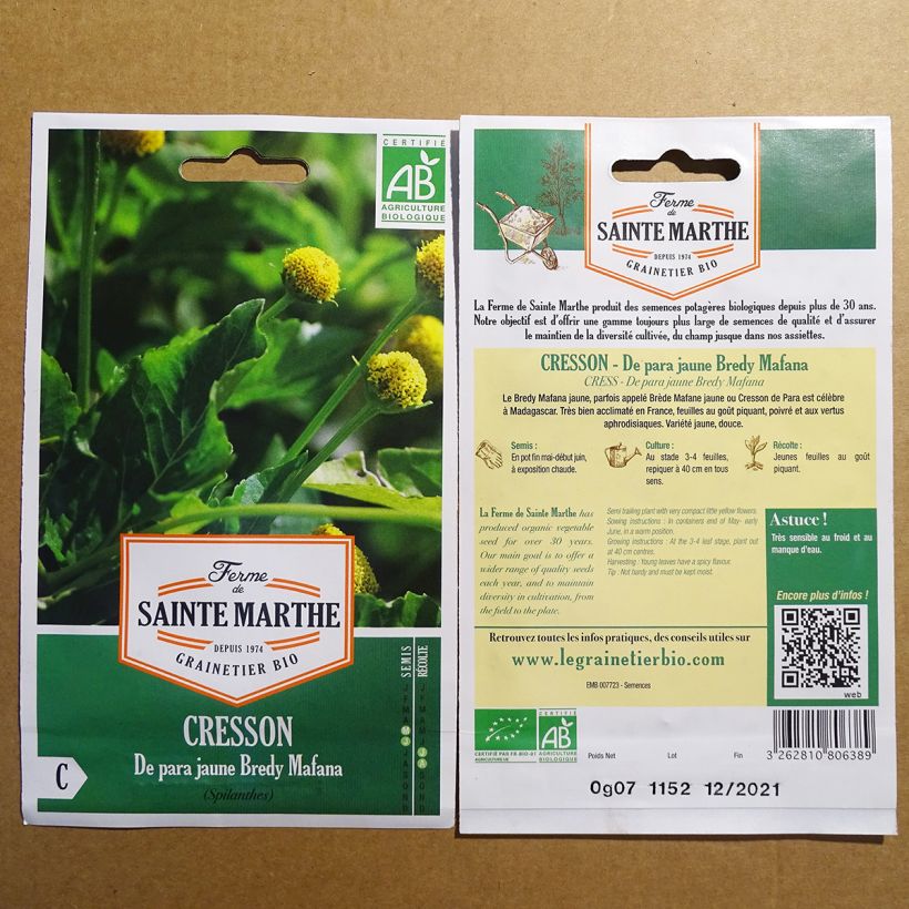 Example of Cresson de Para jaune Bio - Bredy Mafana - Ferme de Sainte Marthe seeds specimen as delivered