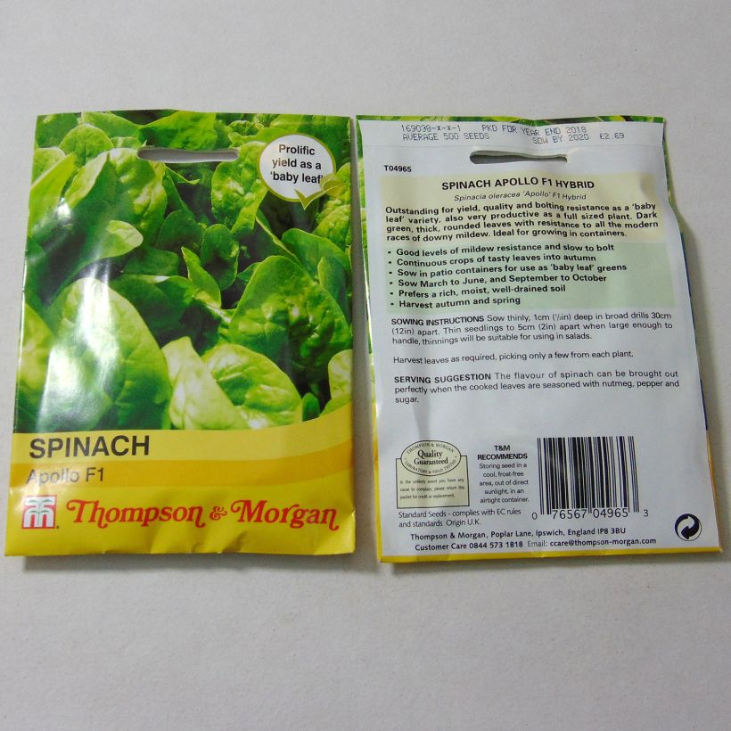 Example of Spinach Apollo specimen as delivered