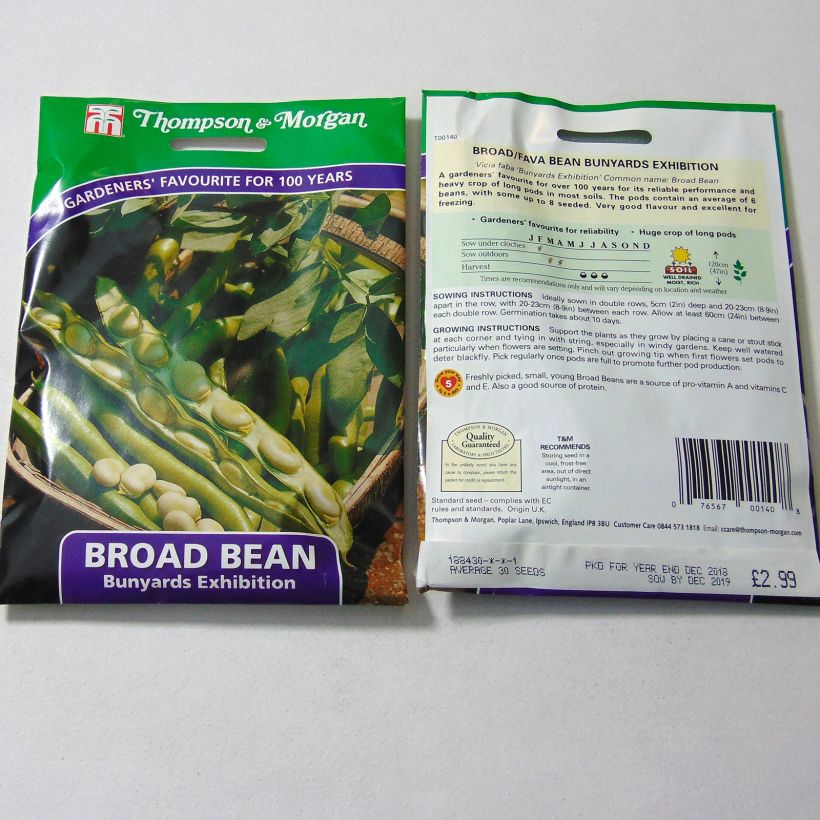 Example of Broad bean Bunyards Exhibition specimen as delivered