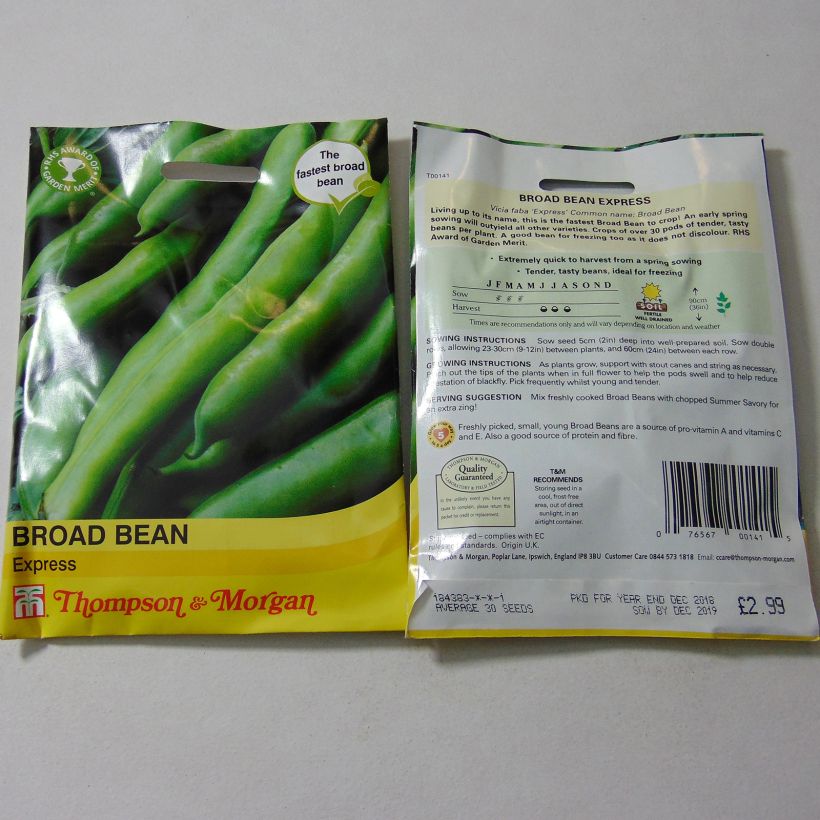 Example of Broad bean Express specimen as delivered