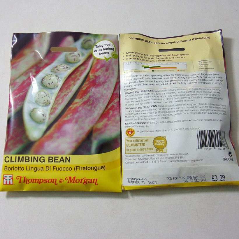Example of Runner Bean to Shell Borlotto Firetongue specimen as delivered