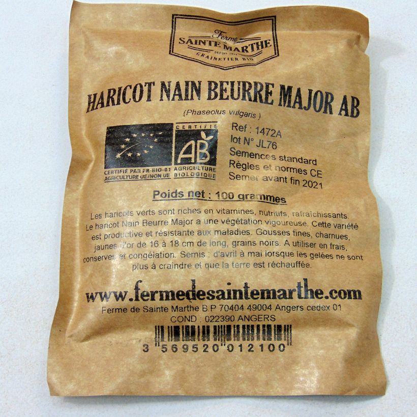 Example of Dwarf French Bean Major - Ferme de Sainte Marthe Seeds specimen as delivered