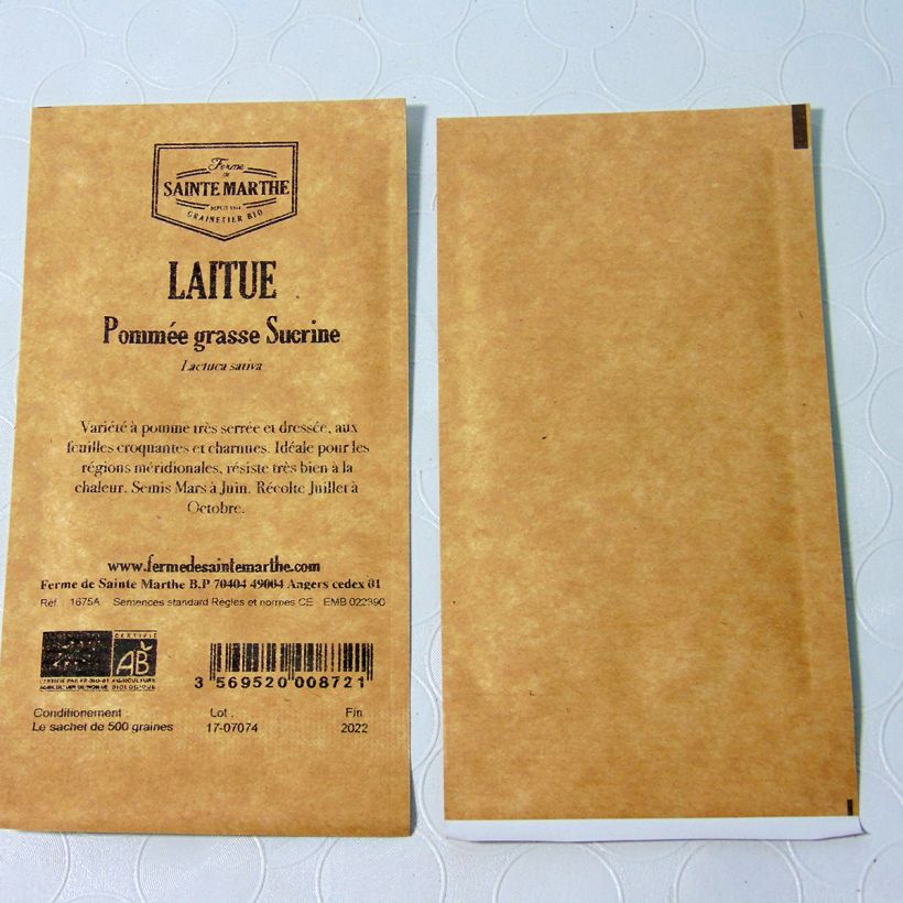 Example of Romaine Lettuce Sucrine - Ferme de Sainte Marthe seeds specimen as delivered