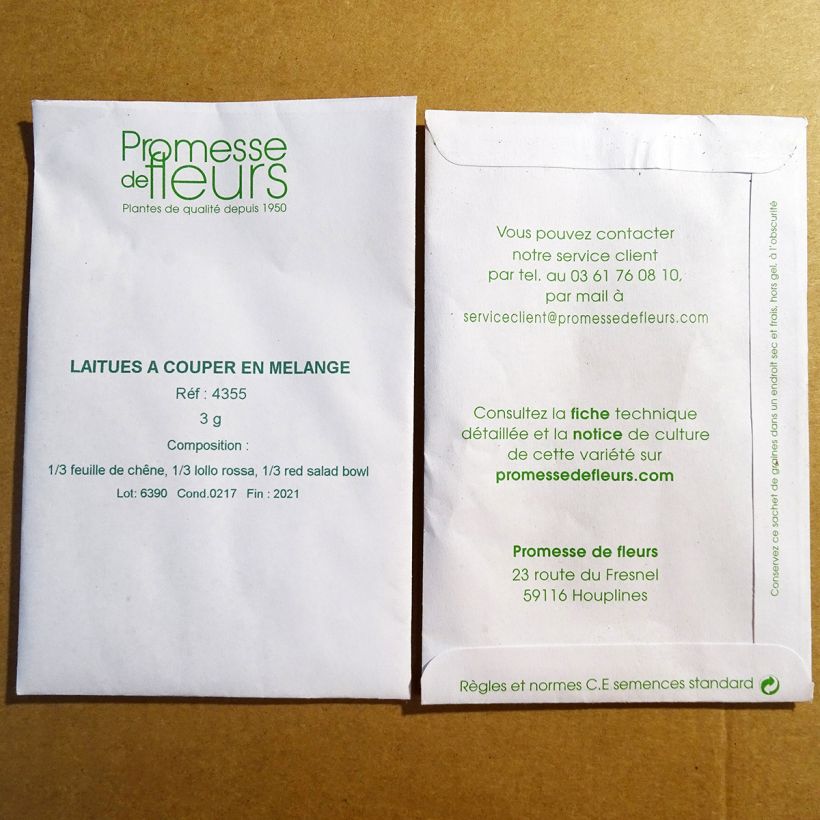 Example of Loose leaf Lettuce Mix specimen as delivered