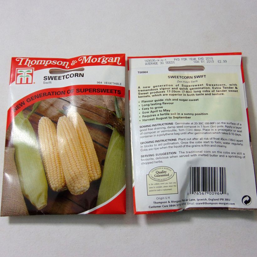 Example of Sweet Corn Swift - Zea mays specimen as delivered