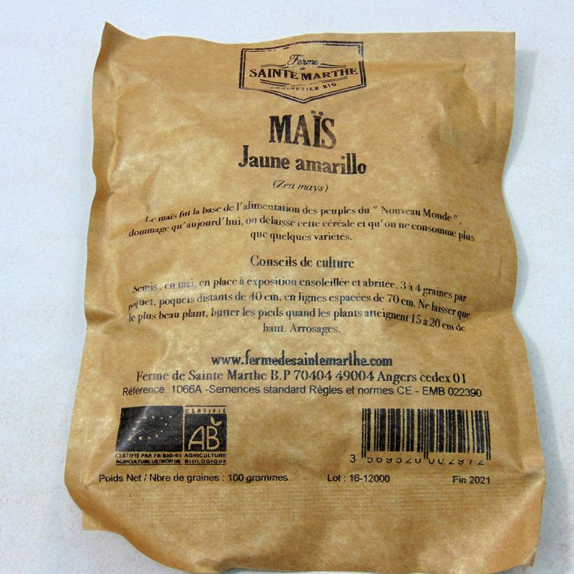 Example of Corn Amarillo - Ferme de Sainte Marthe Seeds specimen as delivered