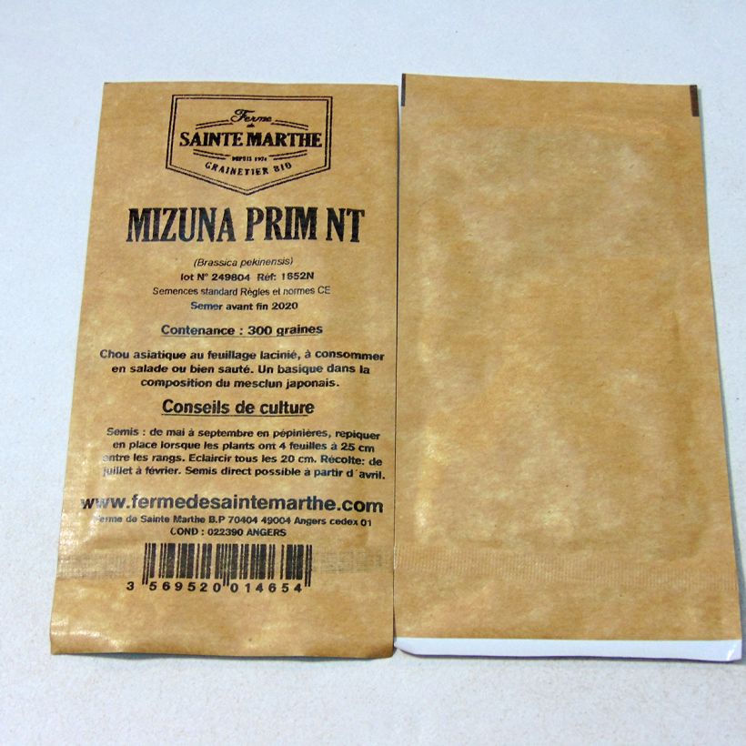 Example of Mizuna Prim (untreated) - Ferme de Sainte Marthe seeds specimen as delivered