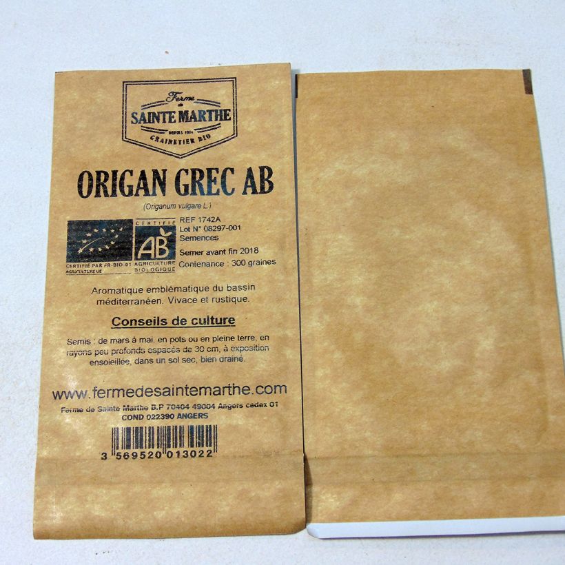 Example of Greek Organic Oregano - Ferme de Sainte Marthe seeds specimen as delivered