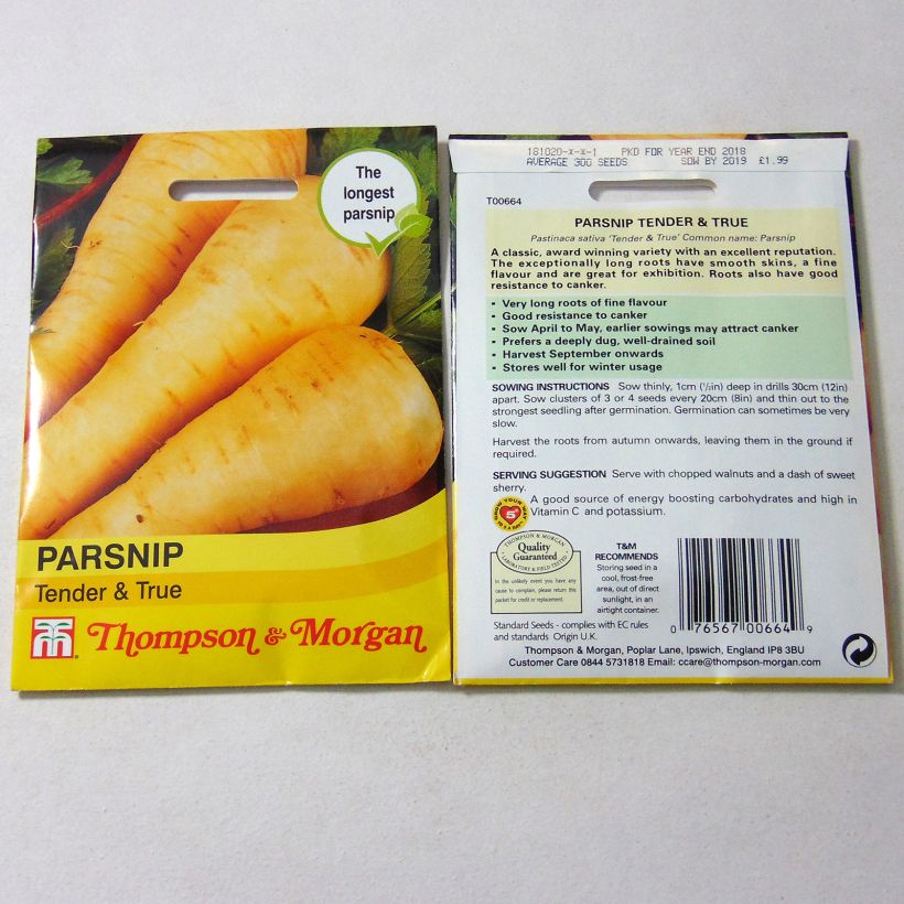 Example of Parsnip Tender And True specimen as delivered