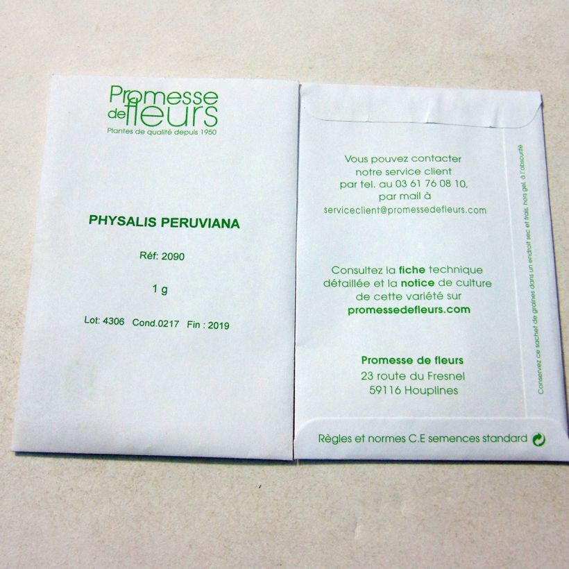 Example of Physalis peruviana seeds specimen as delivered