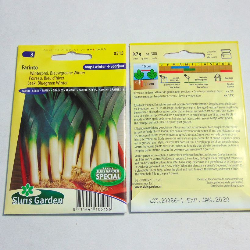 Example of Leek Farinto specimen as delivered