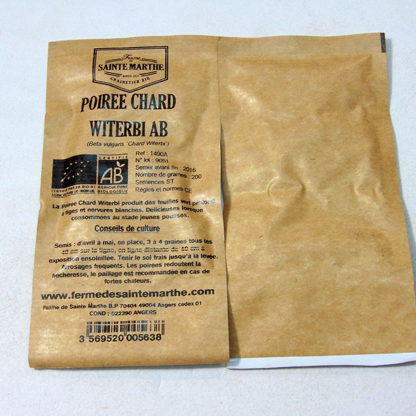 Example of Organic Chard Witerbi seeds - Ferme de Sainte Marthe seeds - Beta vulgaris specimen as delivered