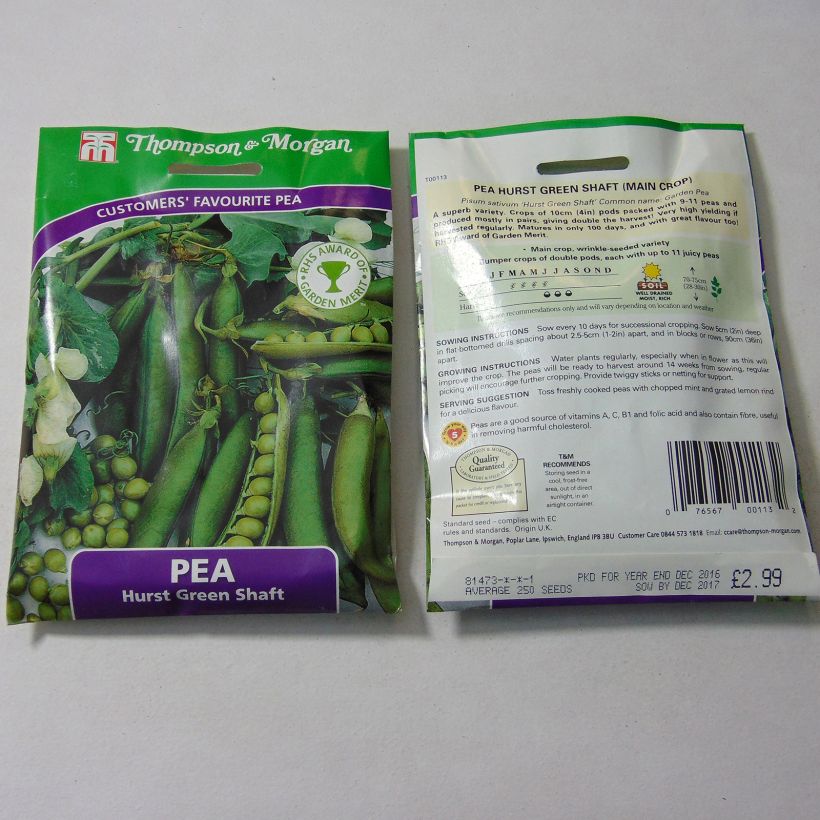 Example of Hurst Green Shaft' semi-climbing peas specimen as delivered