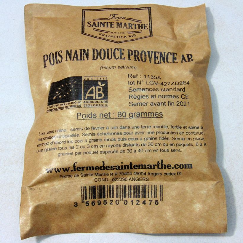 Example of Dwarf Pea Douce Provence - Ferme de Sainte Marthe Seeds specimen as delivered