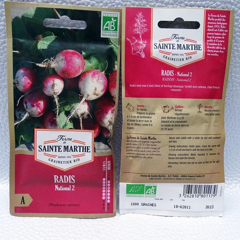 Example of Round Pink and White Radish (National 2) - Ferme de Sainte Marthe seeds specimen as delivered