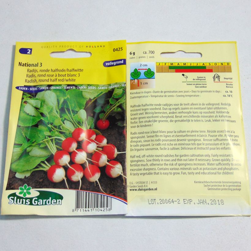 Example of Radish National 3 specimen as delivered