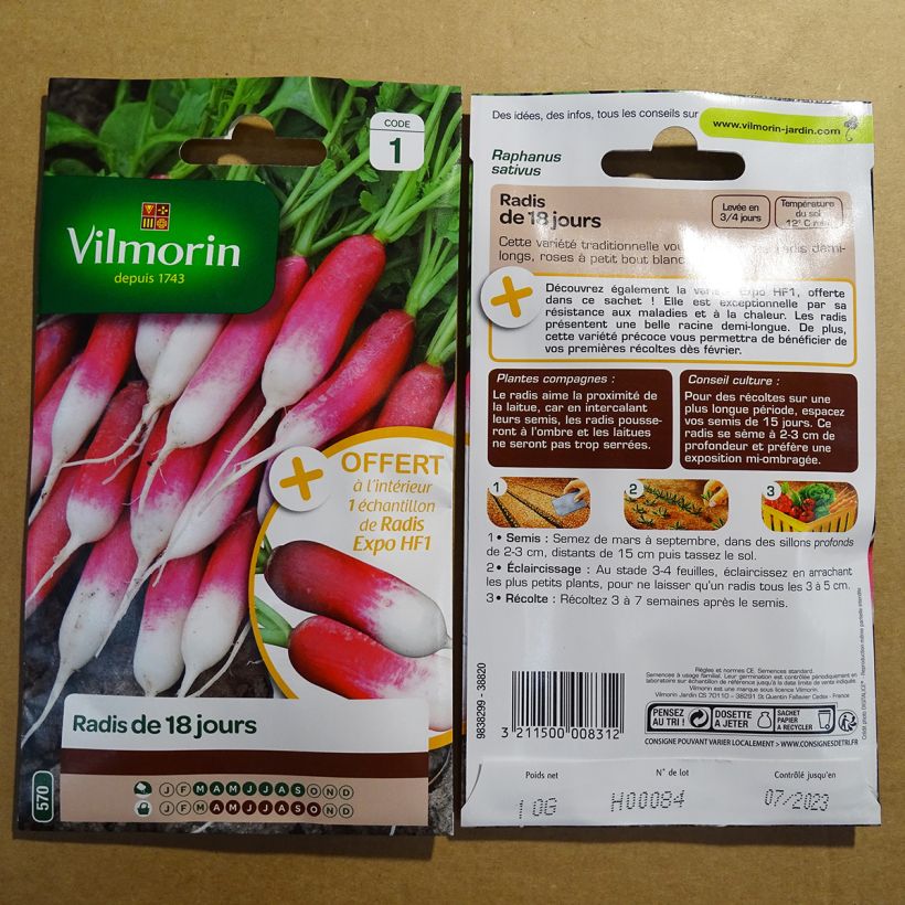 Example of Radish De 18 jours + Sample Expo F1 - Vilmorin Seeds specimen as delivered