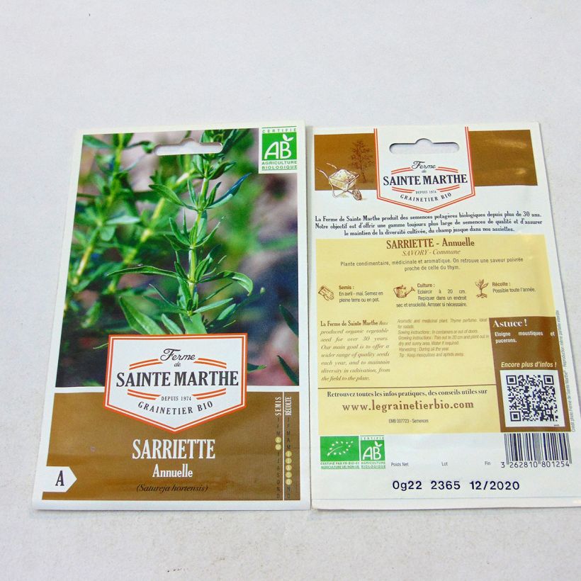 Example of Organic Annual Savory - Ferme de Sainte Marthe seeds specimen as delivered