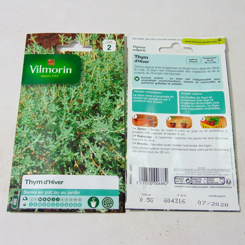 Example of Thymus	vulgaris Winter Thyme - Vilmorin seeds specimen as delivered