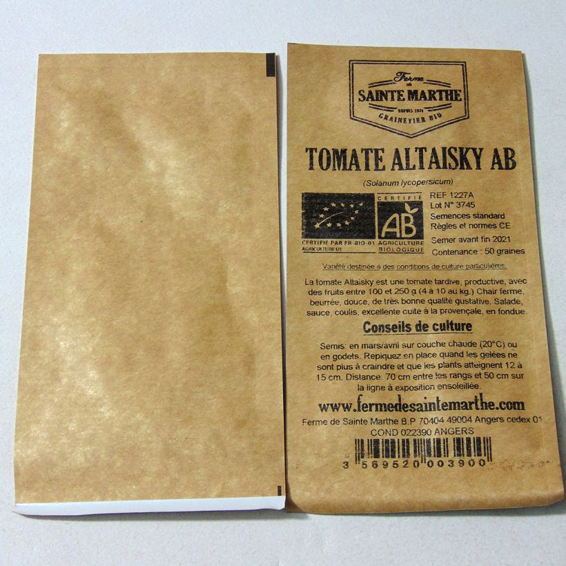 Example of Tomato Altaisky Bio - Ferme de Sainte Marthe seeds specimen as delivered