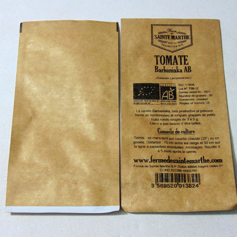 Example of Tomato Barbaniaka - Ferme de Sainte Marthe seeds specimen as delivered