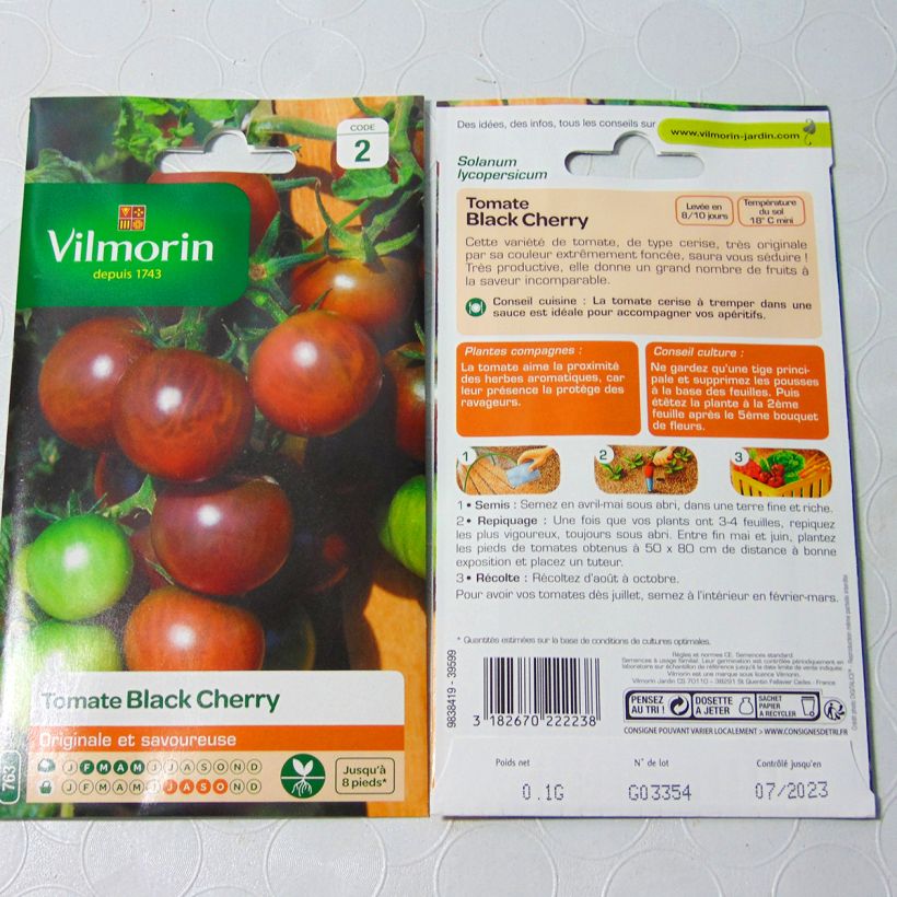 Example of Tomato Black Cherry - Vilmorin seeds specimen as delivered