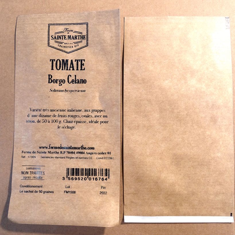 Example of Tomato Borgo Celano - Ferme de Sainte Marthe seeds specimen as delivered