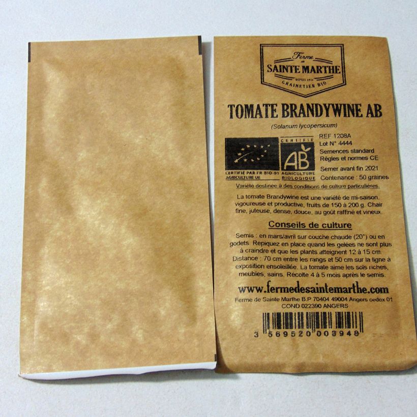 Example of Tomato Brandywine - Ferme de Sainte Marthe seeds specimen as delivered