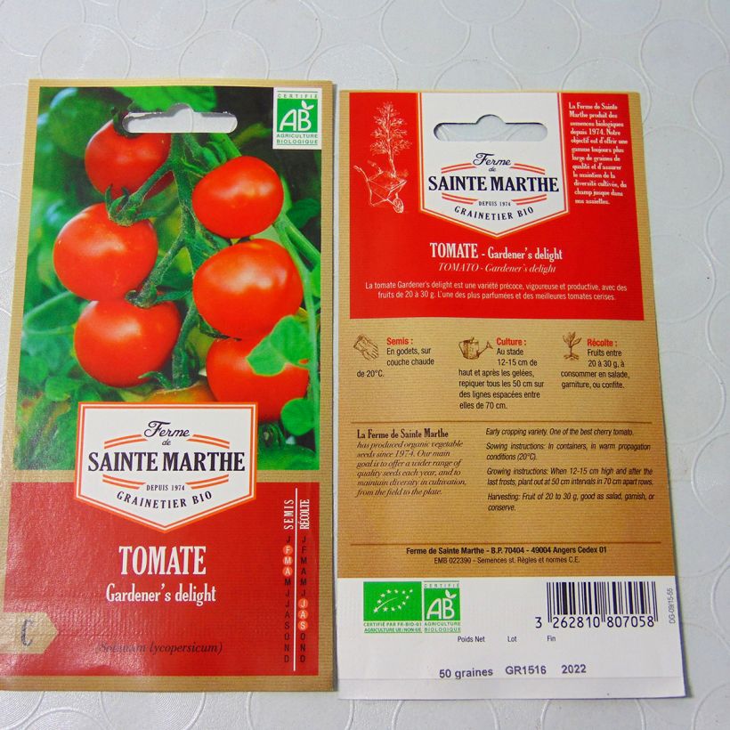 Example of Gardeners Delight Organic Tomato - Ferme de Sainte Marthe seeds specimen as delivered