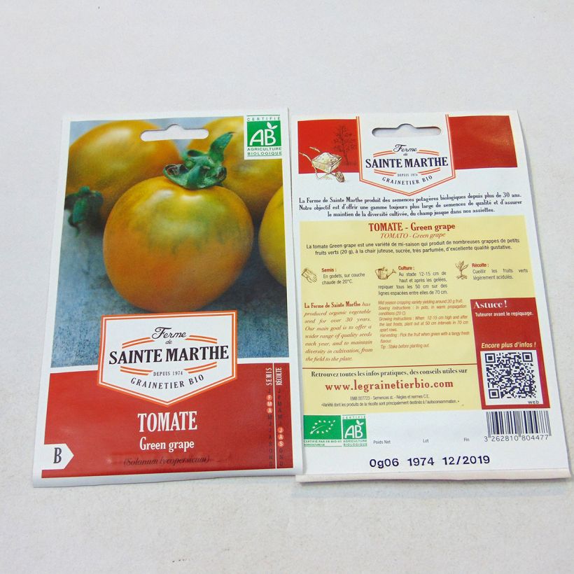 Example of Tomato Green Grape - Ferme de Sainte Marthe seeds specimen as delivered