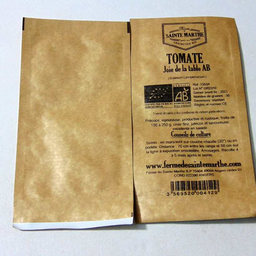 Example of Gioia della mensa Organic Tomato - Ferme de Sainte Marthe seeds specimen as delivered