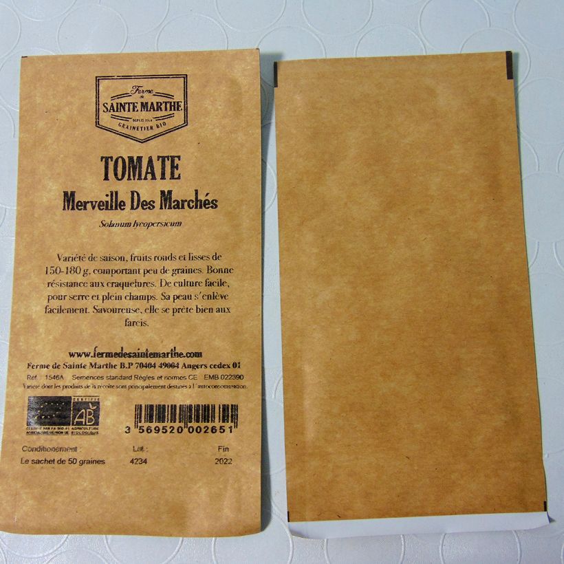 Example of Markets Marvel Organic Tomato - Ferme de Sainte Marthe seeds specimen as delivered