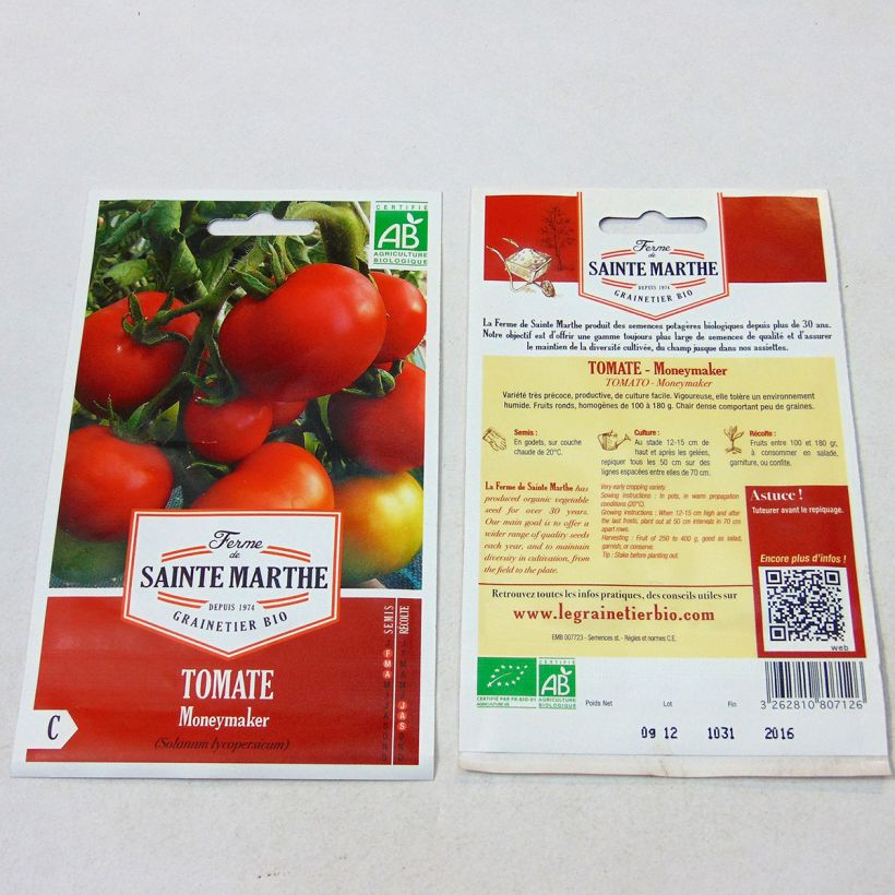 Example of Moneymaker Organic Tomato - Ferme de Sainte Marthe seeds specimen as delivered