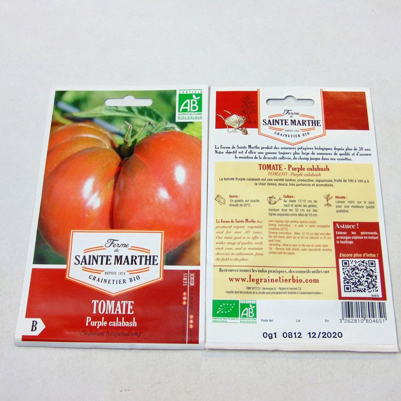 Example of Purple Calabash Organic Tomato - Ferme de Sainte Marthe specimen as delivered